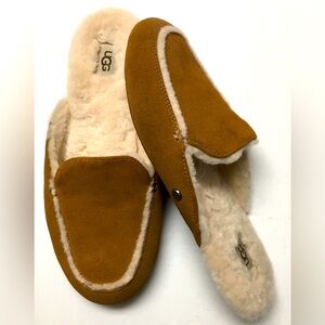 UGG Suede Leather Slippers 7.5 Tan Slip On Cozy Fall Winter